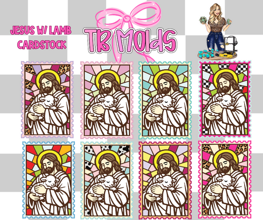 Jesus with lamb stamp TB MOLDS mixed grab bag cardstock