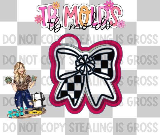 Checkered pom pom bow
