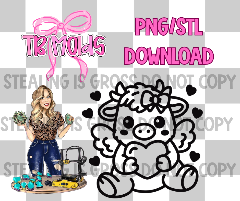 Valentine cow PNG/STL Download