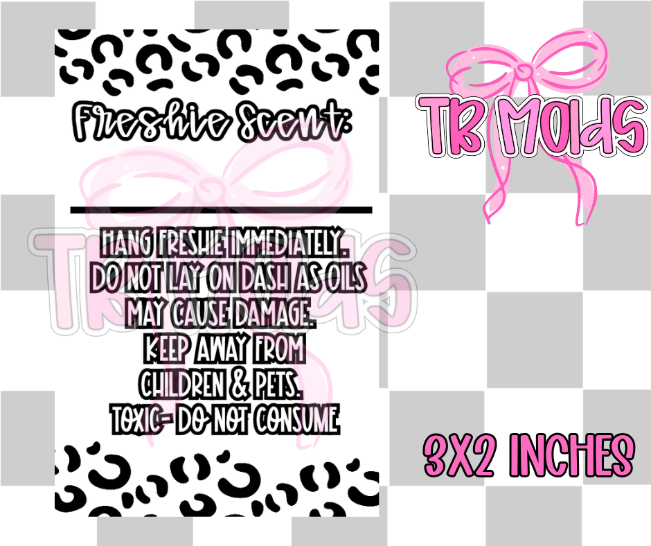 3x2 leopard freshie scent label