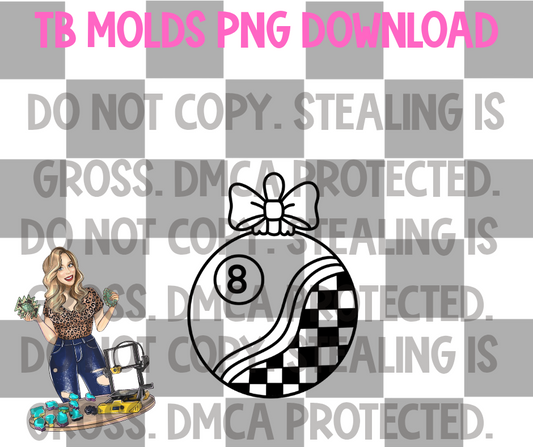 8 ball checkered ornament PNG
