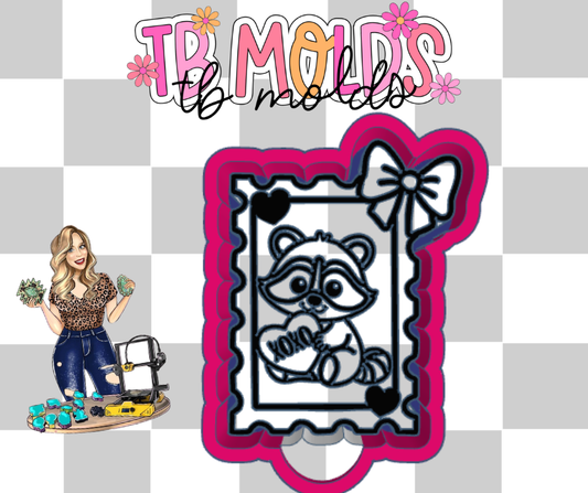 Xoxo raccoon stamp