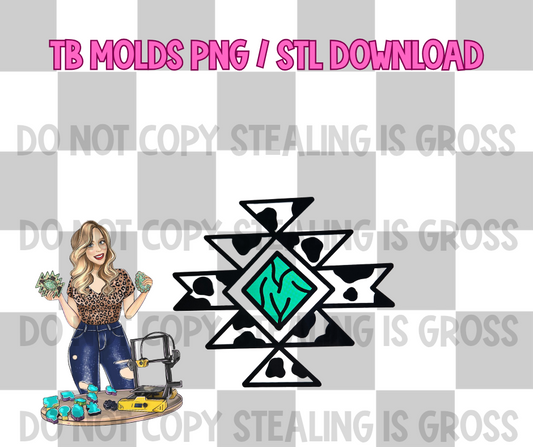 Turquoise cow print aztec PNG STL