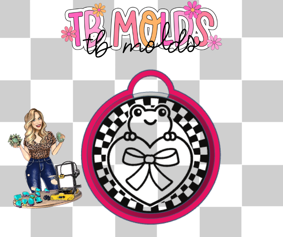 Checkered round valentine frog