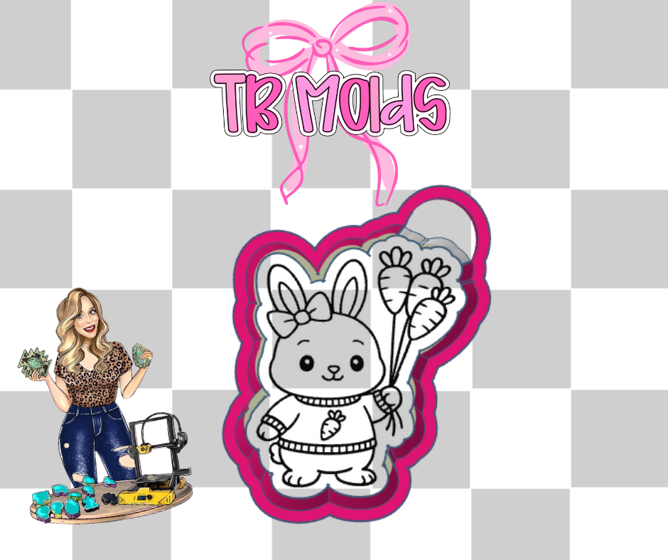 Bunny with carrot balloons