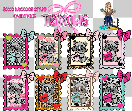 Xoxo raccoon stamp TB MOLDS mixed grab bag cardstock