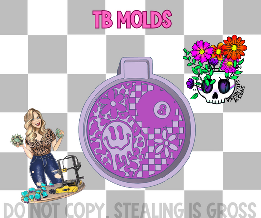 Trippy floral checkered 8 ball