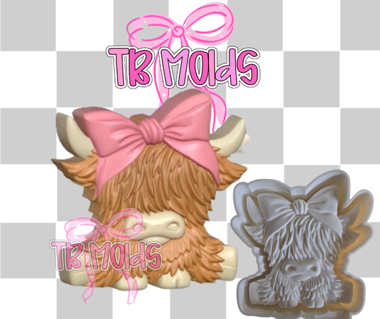 3d highland cow with bow